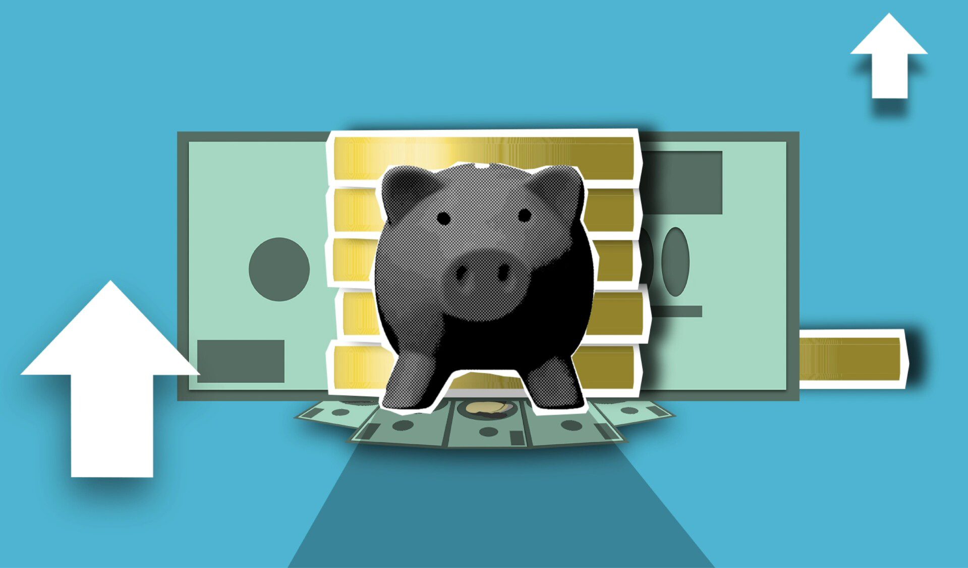 Piggy Bank in front of money