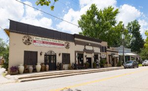 Historic storefronts in Old Town Spring, Texas