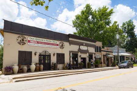 Historic storefronts in Old Town Spring, Texas